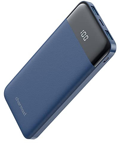 Charmast 10400mAh Power Bank USB C Battery Pack with LED Display Type C Powerbank Portable Charger Compatible with Smartphones Tablets and More (Blue)