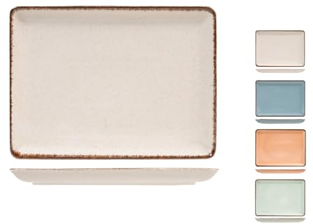 H&H Pearl Assiette en porcelaine rectangulaire, couleurs assorties, 20 x 27 cm