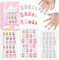Laza 72pcs Nails Press On Pre-glue Full Cover Gold Silver Glitter Pink Blue Shell Star Heart Short False Nail Kits for Teenager Girls - Glitter Stars