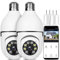OFYOO Light Bulb Security Camera 2pcs, 1080P Wireless WiFi Home E27 360° Panoramic Security Camera Motion Detection and Alarm Two-Way Audio, Support Alexa, 5GHz WiFi