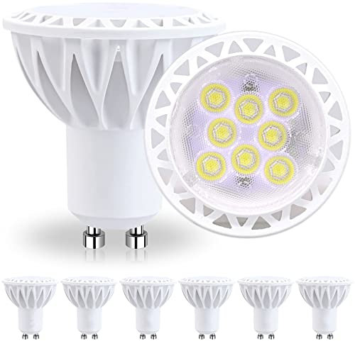 GOHDLAMP 5W AC 220-240V Dimmbar GU10 LED Kaltweiss 6000K Reflektor lampe GU10 Spot,5W LED Ersetzt 50W Halogen Lampe,38° breite Abstrahlwinkel 450Lm LED Leuchtmittel LED Glühbirnen 6 Stück