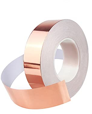 OrangeClub 50m x 20mm Kupferband Kupferfolie Klebeband Schneckenband Beidseitig Leitende EMI Kapton Tape Selbstklebend Abschirmband Kupferband für Erdung Löten und Schneckenabwehr (50m*20mm*0.05mm)