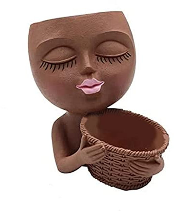 ISTOVO Cute Lady Face Plant Pots Two-in- Flower Pot Suitable for Outdoor Plants Indoor Succulent