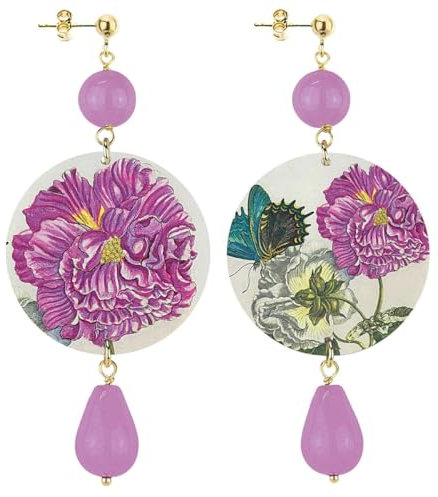 Lebole Gioielli Orecchini da DonnaThe Circle Fiore E Farfalla Classico Viola Chiaro