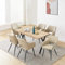 CLIPOP Essgruppen Esstisch mit 6 Stühlen,Holz Rechteckig Küchentisch 140cm und PU Leder Esszimmerstühle 6er Set,Retro Style Tisch Armlehnstuhl Sitzgruppe für Wohnzimmer Esszimmer Küche (Eiche+Creme)