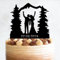Décoration de gâteau de mariage en montagne, thème forêt en plein air, couple d'aventures en montagne, 19,8 cm, option de matériau en acrylique ou en bois