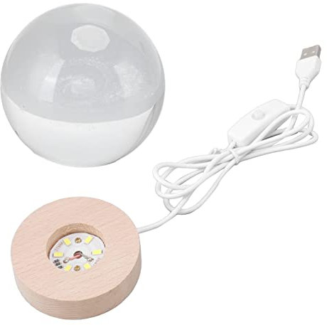 3D-Kristallkugel-Nachtlicht mit Sockel, kabelgebundener Knopfschalter, runde 3D-dekorative Kristallkugel, Geschenk für Jungen und Mädchen, Heimdekoration (Galactic System Color Light)