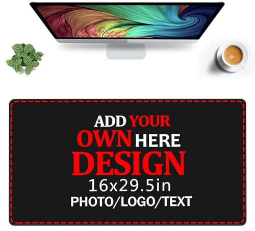 Benutzerdefinierte große Mauspad, personalisierte rutschfeste Laptop Schreibtisch Matte mit Bild Logo Text Benutzerdefinierte Büro Gaming Mouse Pad (29.5 x 16 in / 75 x 40 cm)