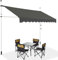 GOPLUS Store Banne Manuel 3x1,2M, Auvent Rétractable de Terrasse Hauteur Réglable 2-3M, Store Banne sans Percage pour Balcon Jardin (Gris)
