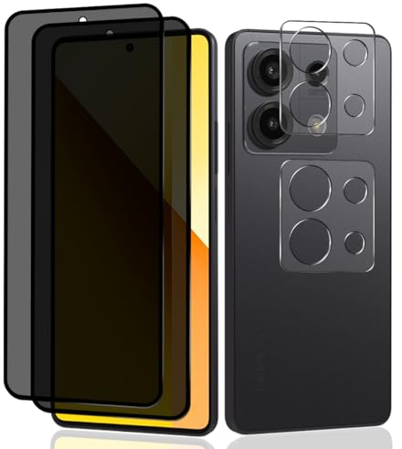 Teenrpov 2+2 Piezas Privacidad Protector de Pantalla para Xiaomi Redmi Note 13 5G, Anti-Espía Cristal Templado + Protector de Lente cámara, 9H Vidrio Templado para Xiaomi Redmi Note 13 5G