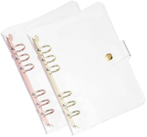 PATIKIL A6 Klare Binderhülle, 2 Stück weiche PVC-Loose-Leaf-Binder-Schutzhülle nachfüllbarer Notizbuchumschlag mit Druckknopfverschluss 6 mehrfarbigen Ringen, klar