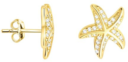 SOFIA MILANI - Damen Ohrringe 925 Silber - vergoldet/golden & mit Zirkonia Steinen - Seestern Ohrstecker - E2559