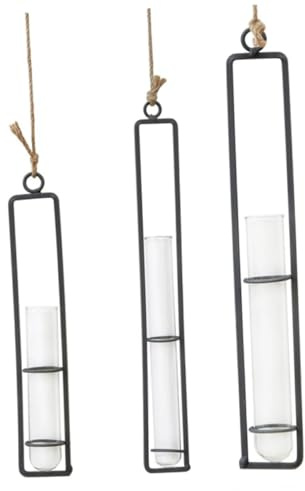 SEWOART Hängender Blumenpflanzer aus Eisen und Glas in Größe S Kreative Blumenvase für Wohnzimmerdekoration und Blumenaufbewahrung mit Einfachem Design