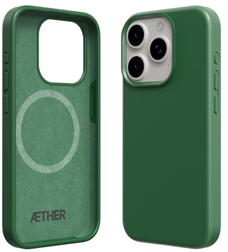 Ether – Halo Collection For iPhone 15 Pro Case | Compatible With MagSafe | Silicone Cover | Slim Shockproof Protection with Resistant Core | Forest Green