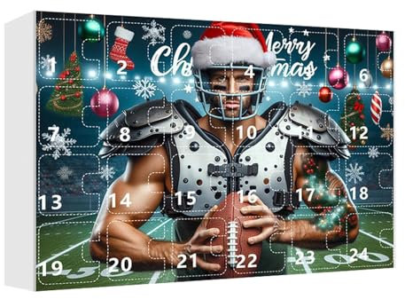 Americans Football Adventskalender 2024,24 Stk Einzigartig Acryl Rugbys Weihnachten Adventskalender,24 Tage Fußball Sport Geschenken Countdown Adventskalender Für Kinder Männer Frauen,Fans Liebhaber