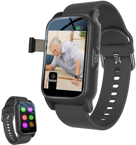 Notrufknopf Für Senioren,gps Tracker Uhr Senioren Demenz,smartwatch Mit Sturzerkennung,SOS-Taste + HD-Videoanruf,IP67 Wasserdicht,Geschenke Für Senioren,Black