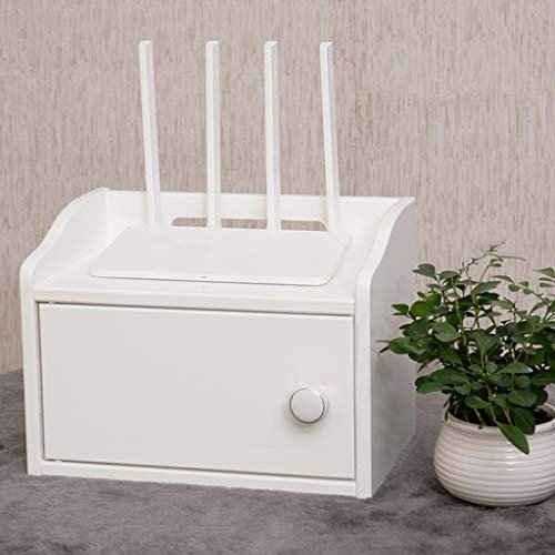 CAFIEDR Wooden Wall Shelf Floating Shelf TV Shelf Wallmounted Shelf Bracket Settop Box Storage Shelf Router Storage Box TV Stand TV Cabinet TV Conso(White 28cm)