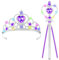 AOOTE Princesse Dress Up Accessoires, Elsa 2 Pièces Cadeau Set, Princesse Inclus Couronne avec Baguette Magique, Lumière LED éclairant le Sceptre de la Couronne d'Elsa, pour le Costume d'Elsa