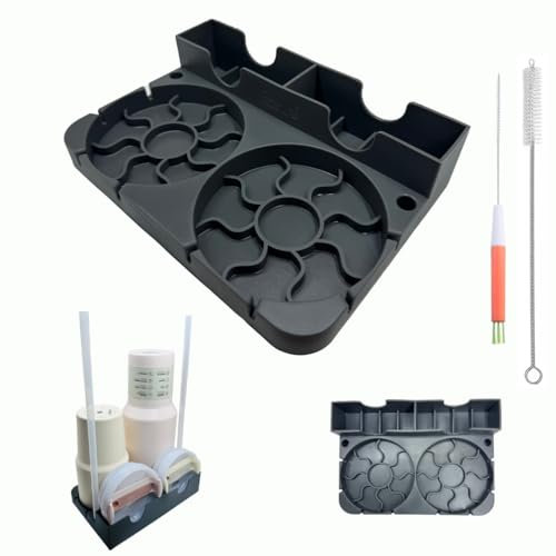 ianni 2-in-1 Tumbler Drying Rack, Stanley Drying Rack with 2 Straw Cleaning Brushes | Tumbler Rack for 2 Lids & Straws | Stanley Cup Rack Fits 40oz Stanley, Mugs, Drinkware| BPA-Free Silicone, Grey