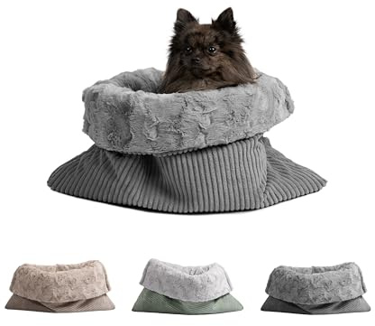 HS-Hundebett® Schlupfsack Cord-Exklusiv – Vielseitige Kuschelhöhle für Hunde und Katzen – Waschbar – Made in DE (Anthrazit/Anthrazit, 60x75 cm)