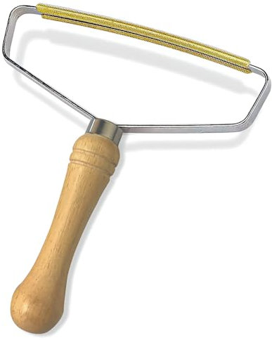 Zopper Lint Remover Stainless Steel With Wooden Handle Carpet Scraper Stair Cleaner Tool Fabric Shaver Rake Tool Ideal for Coat Fabrics Couch Pet Hairs