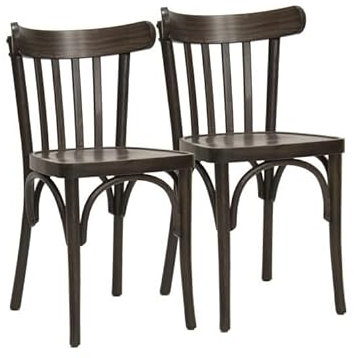 METRO Professional Chaise de Restaurant Bistrot en Hêtre, Finition Noyer Brun, Lot de 2