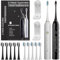 Electric Toothbrush 2 Pack - Electric Toothbrush for Adults with 10 Replacement Brush Heads, 2 Toothbrush Holders, 6 Modes, Smart Timer, 2 Hours Charge for 60 Days (Black & White)