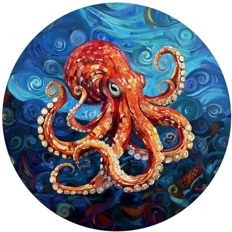 Individz Holzpuzzle für Erwachsene, Einzigartige Tierförmige Tiefsee-Oktopus Wooden Puzzle, Geburtstagsgeschenk Familie Freunde (L-34 * 34cm-300 Stück)