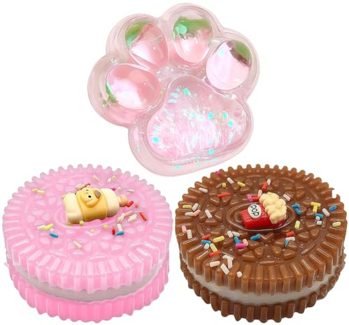 GWAWG 3 Stück Squishy-Spielzeug, niedlich, Mochi, Squishy, weich, Katzenpfote, Anti-Stress-Spielzeug, zum Quetschen, Spielzeug für Kinder und Erwachsene, Entspannungsspielzeug und Kawaii-Geschenke