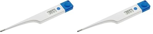 TFA Dostmann Digitales Veterinärthermometer VET, 15.2022, geeignet für Pferde/Rinder/Hunde/Katzen, wasserdicht, einfache Reinigung, Körpertemperatur von Tieren, weiß (Packung mit 2)