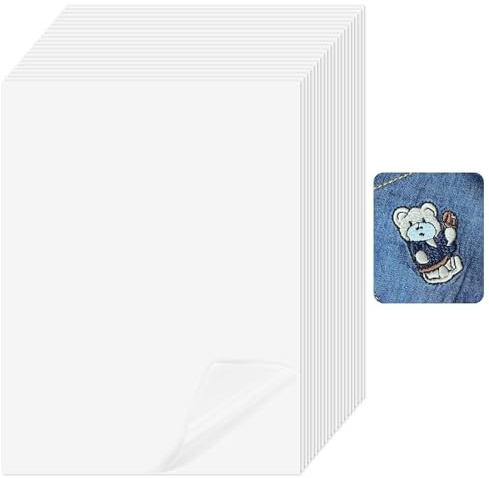 20X Doppelseitige Klebefolie zum Aufbügeln, Patch Bügeleisen auf Klebstoff | 30x20cm Bügelkleber für Aufnäher Aufbügelnder, Bügelvlies Beidseitig Haftend für Stoff Kleidung Nähen