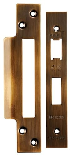 Kooples Hardware Easi-T Forend, Strike Plate and Fixing Pack for Sashlocks – Replacement Lock Accessory – Complete Kit for Sash Lock Installation or Repair (Square, Antique Brass)