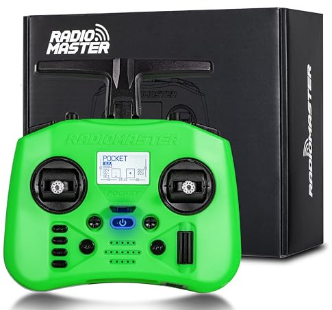 Radiomaster Pocket ELRS Mando a distancia portátil Hall Gimbal EdgeTX 2.10.5 transmisor con luz LED para dron FPV/helicóptero RC y coches barcos y multirotor (batería no incluida)