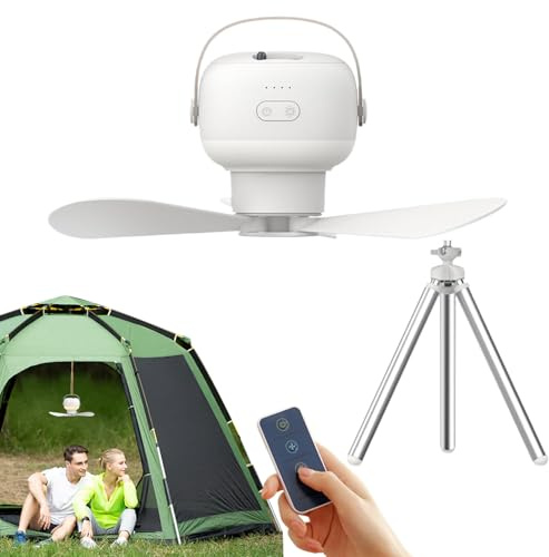 Ventilateur à suspendre USB avec lumière – Lampe de plafond portable, unité de télécommande | Ventilateur à piles de 7200 mAh utilisé pour le camping, les abris de plage, les dortoirs, les auvents ou
