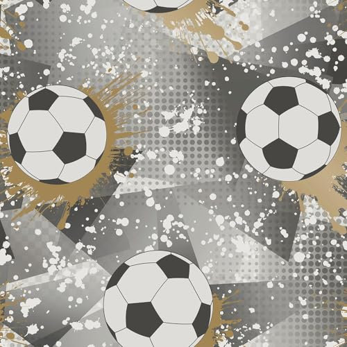 Holden Storybook Football Frenzy Sport Themed Metallic Textured Wallpaper for Kids Bedrooms, Playrooms in Black/Gold 14090