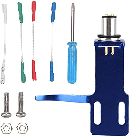 Tissting Turntable Phonograph Headshell, Phono Cartridge Record Player Kit with 4 Cables and 2 Screw Pairs, Connector Cable for High-End Phonograph Player Turntables (Blau)