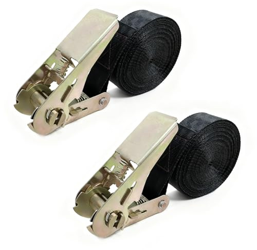 2 Stück Spanngurte mit Ratsche Ratschengurte Zurrgurt Spanngurtes | Verstellbar Zurrgurte mit Klemmverschluss für Autos Anhängern Motorrad Fahrrädern und Feste Lasten(6m × 25 mm)