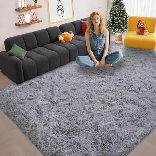 ZXIAOHUI Hochflor Teppich 60 x 240 cm Anti-Rutsch Unterseite, Flauschig, Super Soft, Moderne Deko, Waschbar, Teppich Hochflor Flauschig, Wohnzimmerteppich, für Schlafzimmer, Grau
