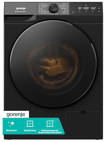 Gorenje W53G484A3P1B Waschmaschine mit Dampffunktion /8 KG /1400 U-Min/ConnectLife /15 Programme/UltraClean/AquaStop/SteamTech/30% besser als Energieeffizienzklasse A/Schwarz