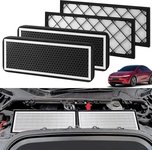 HEPA Filtro abitacolo Kit per Tesla Model Y con carbone attivo, filtro abitacolo filtro aria per cabina filtro antipolline con carbone attivo, filtro dell'aria esterna, filtraggio delle particelle ad