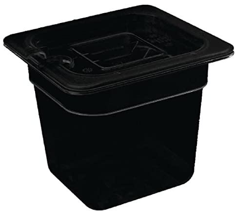 Vogue Black Polycarbonate - GN 1/6 65mm | Nests neatly to save kitchen storage space and resists daily wear in busy professional catering environments.