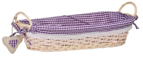 Premier Housewares Oblong Willow Basket with Gingham Lining - Purple, H14 x W43 x D17cm