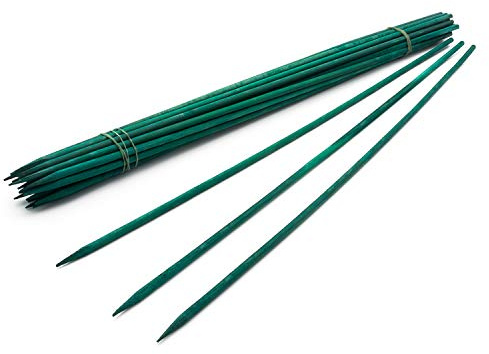 Royal Imports Green Wood Plant Stake, Bamboo Floral Gardening Sturdy Support Picks, Wooden Sign Posting Potted Garden Orchid Sticks (12 Inch - 25 Pcs)