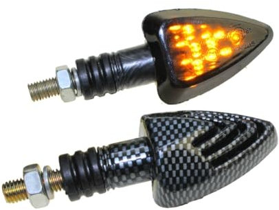Motorrad Mini Blinker LED Jake Carbon getönt E-geprüft für ATV BMW F R Honda DB CBR Kawasaki ER GPZ Ninja Z Suzuki DR GS GSR GSX RGV SV Yamaha FZ XJ XT