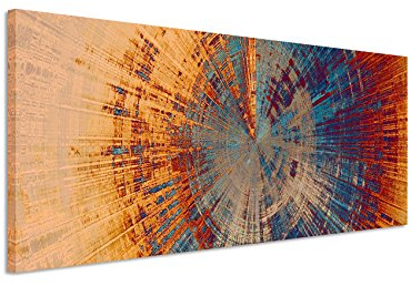 Panorama Fotoleinwand 120x40cm Vintage Gemälde eines Baum Querschnitts auf Leinwand exklusives Wandbild moderne Fotografie für ihre Wand in vielen Größen