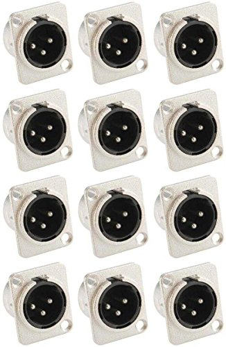 Adam Hall Connectors 7838-12er Set XLR-Einbaubuchse male/männlich 3-pol D-Typ silber Einbaustecker