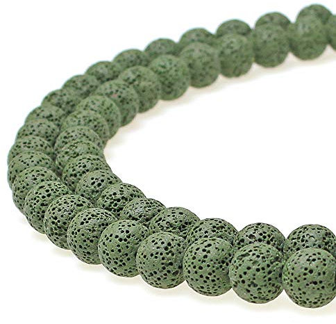 jartc Perlen Für Energie Armbänder Yoga Armband Armband DIY Natürlichen Grün Lava Perlen Lavastein 60 Stück, 34 cm, 6 mm
