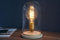 Licht-Erlebnisse Tisch Lampe Bauhaus Design rund Holz Glas Tischleuchte Klein
