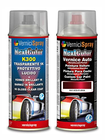 Kit Vernice Auto Spray compatibile con FIAT CROMA 293A ROSSO ESUBERANTE MET. Trasparente Lucido kit ritocco vernice metallizzata 400+400 ml di Vernice Spray Graffi Auto