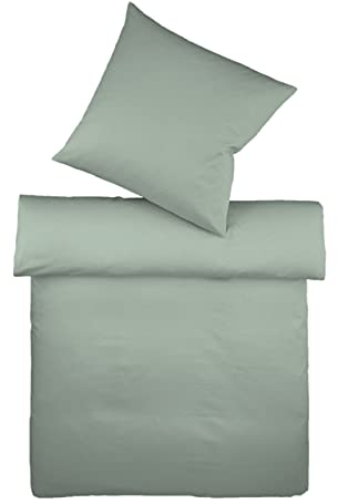 fleuresse Halbleinen Bettwäsche Provence Salbei, 1 Bettbezug 200 x 220 cm + 2 Kissenbezüge 80 x 80 cm